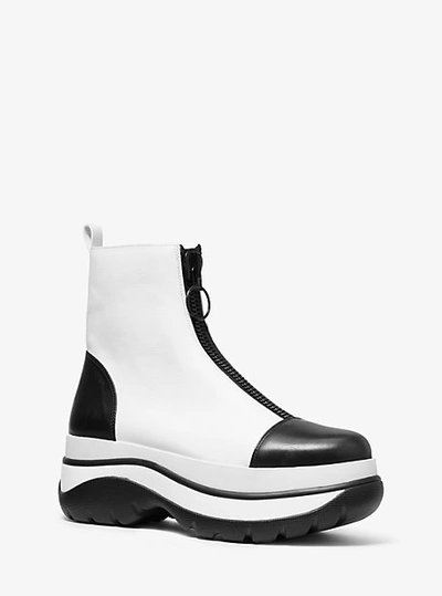 Shop Michael Kors Esme Calf Leather Surf Boot In White