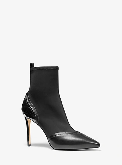 Shop Michael Kors Khloe Scuba And Leather Ankle Boot In Black