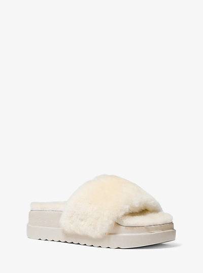 Shop Michael Kors Tyra Shearling Slide Sandal In Natural