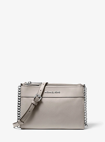 Michael Kors Kenly Large Pebbled Leather Crossbody Bag In Grey