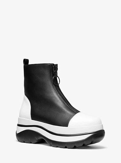 Shop Michael Kors Esme Calf Leather Surf Boot In Black