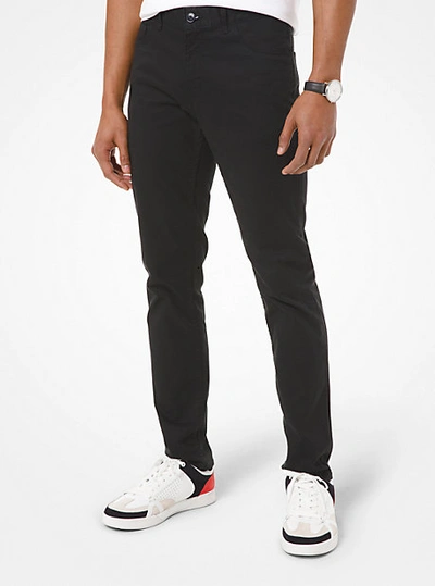 Shop Michael Kors Parker Slim-fit Stretch-twill Pants In Black