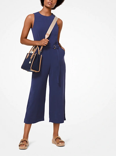 Shop Michael Kors Cady Belted Jumpsuit In Blue