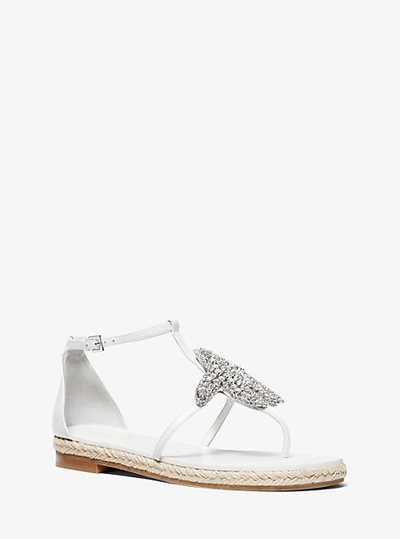 Shop Michael Kors Annabeth Starfish-embellished Leather Sandal In White