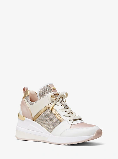 Michael Kors Leather And Chain-mesh Trainer In Pink | ModeSens