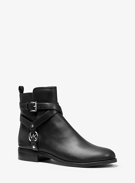 michael kors black leather ankle boots
