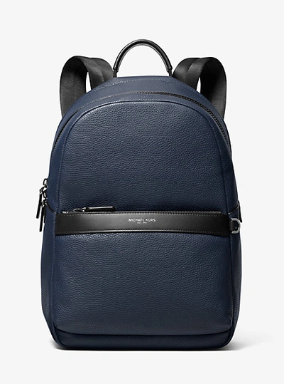 Shop Michael Kors Greyson Pebbled Leather Backpack In Blue