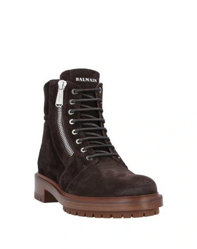 Shop Balmain Ankle Boots In Dark Brown