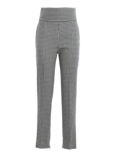 Shop Alexandre Vauthier Houndstooth Patterned Cotton Blend Trousers In Blue