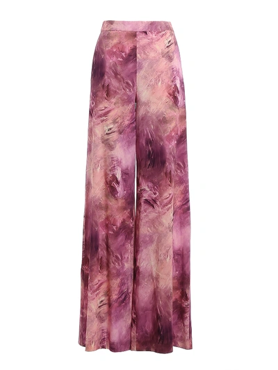 Shop Moschino Printed Cady Palazzo Trousers In Pink