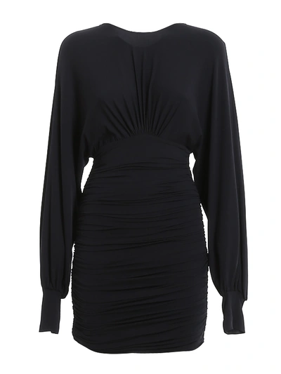 Shop Alexandre Vauthier Draped Stretch Viscose Mini Dress In Dark Blue