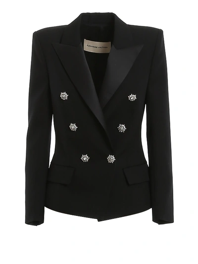 Shop Alexandre Vauthier Jewel Button Double-breasted Blazer In Black