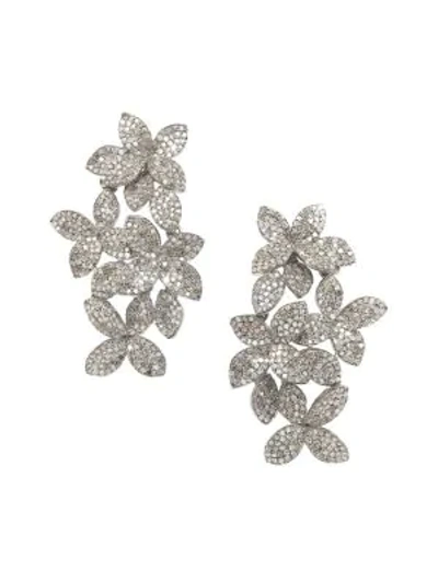 Shop Nina Gilin Women's 14k Yellow Gold & Black Rhodium Silver Diamond Floral Earrings