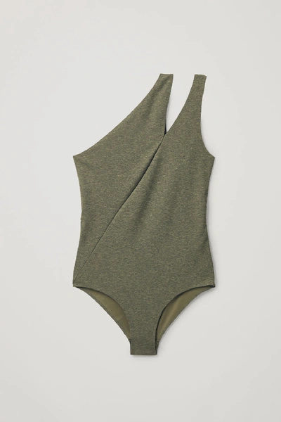 Shop Cos Asymmetric Swimsuit In Green