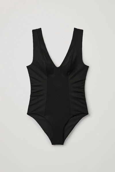 Shop Cos Pique Swimsuit In Black