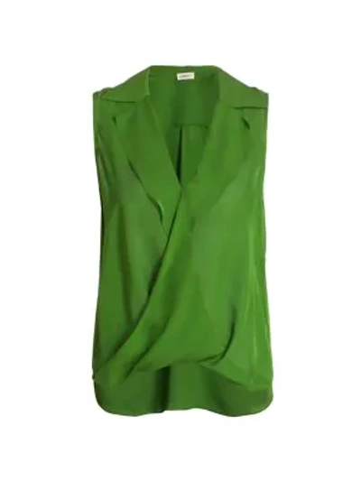 Shop L Agence Freja Draped Silk Blouse In Treetop