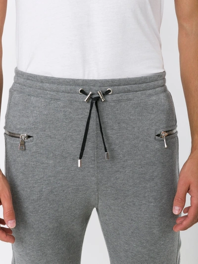 Shop Balmain Grey Biker Detail Pants