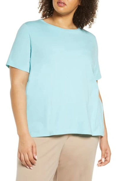 Shop Eileen Fisher Organic Linen Blend T-shirt In Scarab