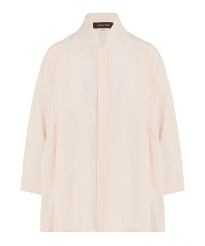 Shop Eskandar Chinese Collar Pleat Shoulder Shirt In Pale Pink