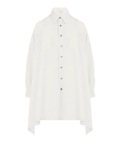 Shop Eskandar Long Collar Silk Shirt In Cloud Pale