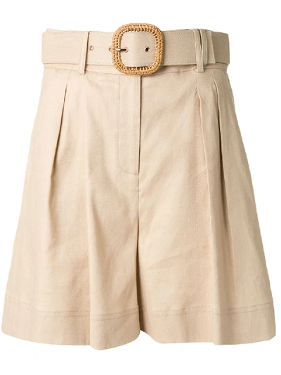 Shop Rebecca Vallance Mojito High-rise Belted Shorts In Neutrals