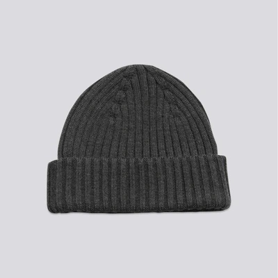 Shop Asket The Ribbed Wool Beanie Charcoal Melange