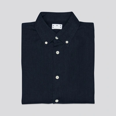 Shop Asket The Linen Shirt Dark Navy