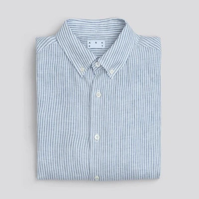 Shop Asket The Linen Shirt Blue Stripe