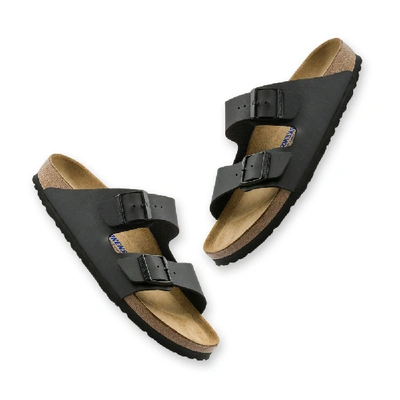 Shop Birkenstock Arizona Soft Footbed Sandal In Black Birko-flor