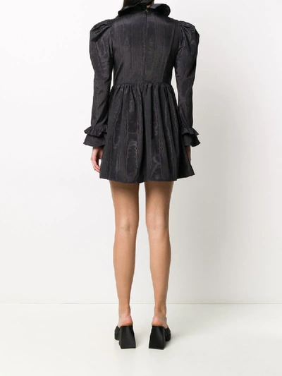 Shop Batsheva Ruffle-trimmed Faille Mini Prairie Dress In Black