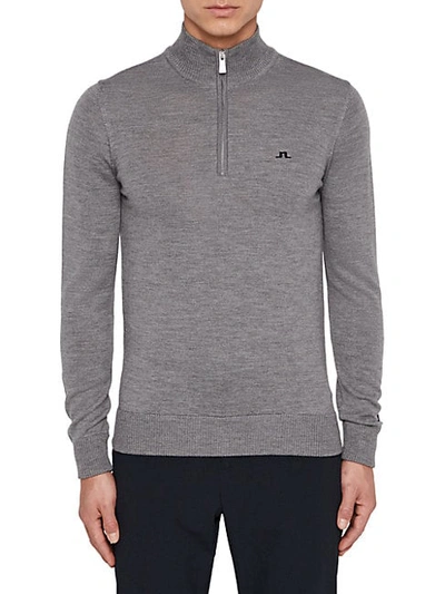 Shop J. Lindeberg Men's Kian Tour Merino Wool Half-zip Sweater In Grey