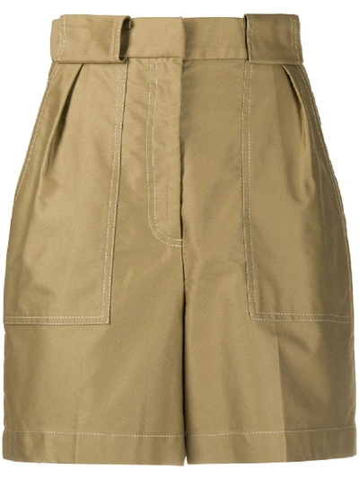 Shop Sandro High Waisted Bermuda Shorts In Neutrals