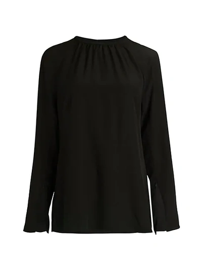 Shop Akris Mulberry Silk Cowl-back Blouse In Black