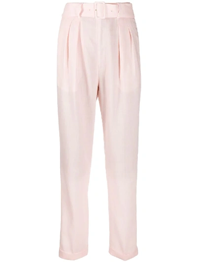 Shop Agnona High Waisted Trousers In Pink