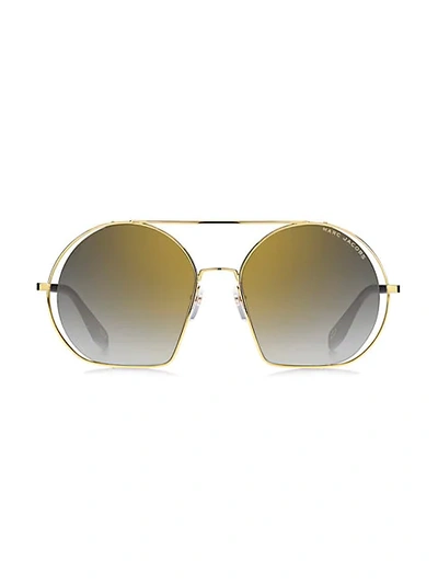 Shop Marc Jacobs 56mm Geometric Round Sunglasses In Gold