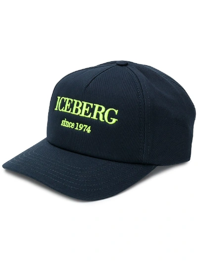 Shop Iceberg Logo Embroidered Cap In Blue