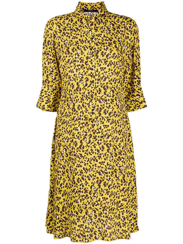 yellow leopard print shirt dress