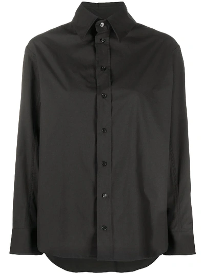 Shop Seventy Curved Hem Pointed Collar Shirt In Black