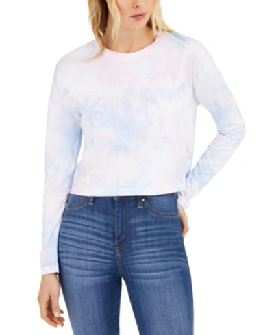 Shop French Connection Cotton Tie-dyed Top In Pink Lady-bella Blue Multi