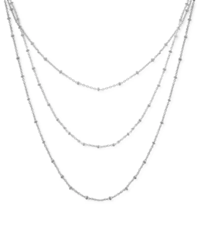 Essentials Silver Plated Beaded 18" Layered Necklace In Silver