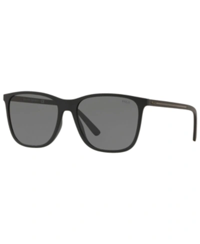 Shop Polo Ralph Lauren Sunglasses, Ph4143 57 In Matte Black / Light Grey