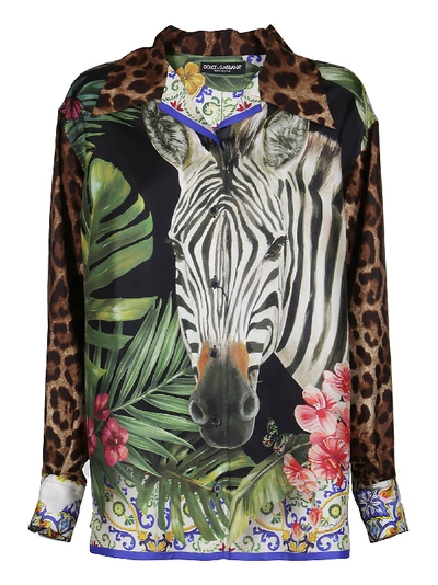 Shop Dolce & Gabbana Multicolor Silk Shirt