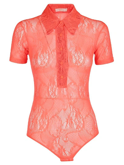 Shop Ssheena Orange Lace Bodysuit In Orange Fluo