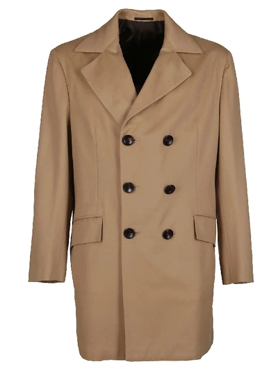 Shop Kiton Beige Cashmere Coat