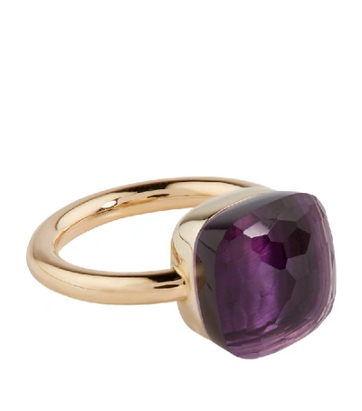 Shop Pomellato Rose Gold And Amethyst Nudo Maxi Ring
