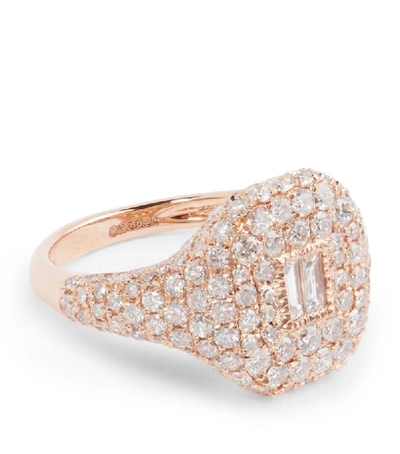 Shop Shay Rose Gold And Diamond New Modern Pave Pinky Ring (size 3.5) In White