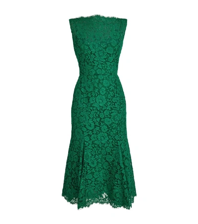 Shop Dolce & Gabbana Sleeveless Lace Midi Dress
