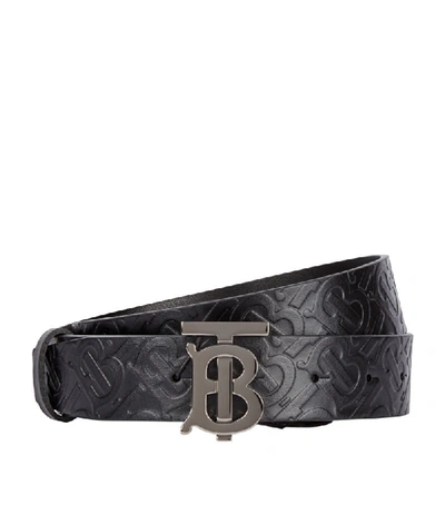 Shop Burberry Leather Tb Monogram Belt