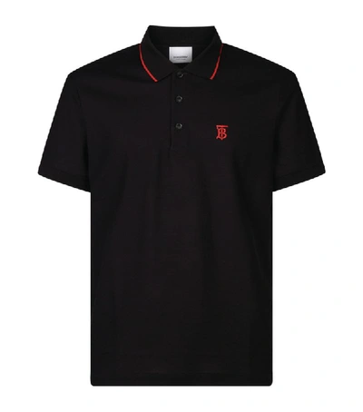 Shop Burberry Monogram Embroidered Piqué Polo Shirt