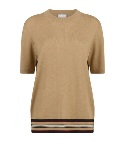 Shop Burberry Wool Short-sleeve Sweater